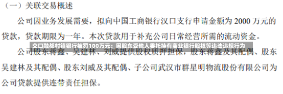 交口融都村镇银行被罚100万元：因股东受他人委托持有商业银行股权等违法违规行为-第1张图片