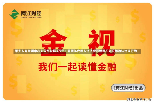 平安人寿常州中心支公司被罚3万元：因预防代理人违法犯罪管理不到位等违法违规行为-第2张图片