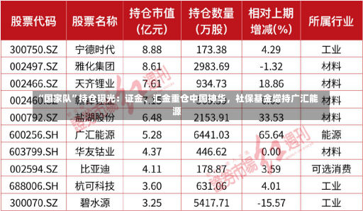 “国家队”持仓曝光：证金、汇金重仓中国神华，社保基金增持广汇能源-第3张图片