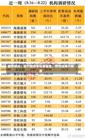 最新曝光！首只险资系私募基金，持仓这两只股票-第1张图片