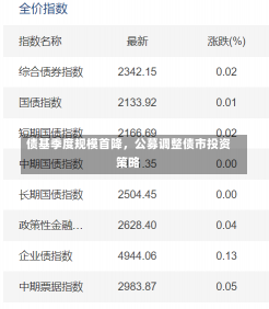 债基季度规模首降，公募调整债市投资策略-第1张图片