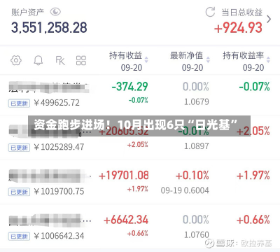 资金跑步进场！10月出现6只“日光基”-第3张图片