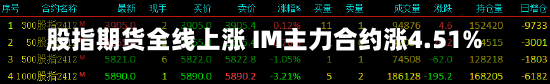 股指期货全线上涨 IM主力合约涨4.51%-第1张图片