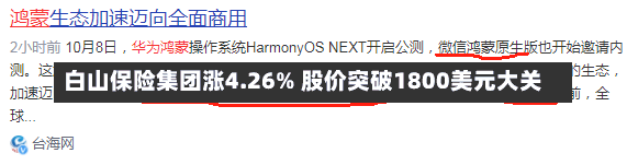 白山保险集团涨4.26% 股价突破1800美元大关-第2张图片