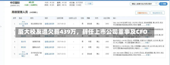 厦大校友遭欠薪439万，辞任上市公司董事及CFO-第2张图片