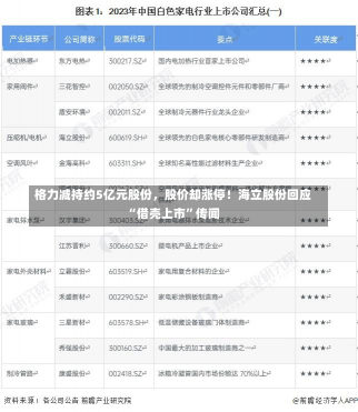 格力减持约5亿元股份，股价却涨停！海立股份回应“借壳上市”传闻-第1张图片