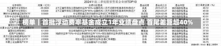 榜单｜首批浮动费率基金成立1年业绩盘点 首尾差距超40%-第2张图片