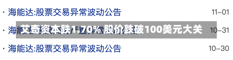 艾奇资本跌1.70% 股价跌破100美元大关-第2张图片