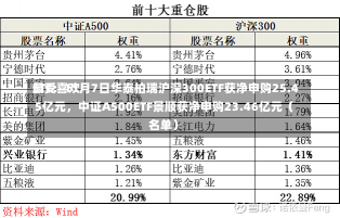 最受喜欢
ETF：11月7日华泰柏瑞沪深300ETF获净申购25.45亿元，中证A500ETF景顺获净申购23.46亿元（名单）-第2张图片