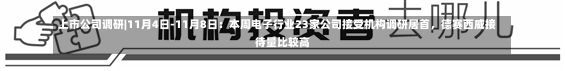 上市公司调研|11月4日-11月8日：本周电子行业23家公司接受机构调研居首，德赛西威接待量比较高
-第1张图片