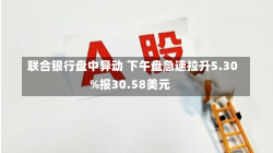 联合银行盘中异动 下午盘急速拉升5.30%报30.58美元-第3张图片