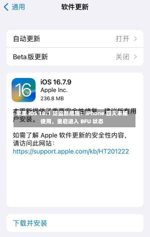 苹果 iOS 18.1 防盗新措施：iPhone 四天未被使用，重启进入 BFU 状态-第1张图片