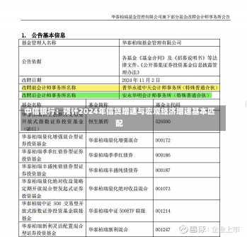 中信银行：预计2024年信贷增速与宏观经济增速基本匹配-第1张图片