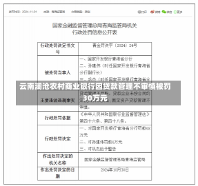 云南澜沧农村商业银行因贷款管理不审慎被罚30万元-第1张图片