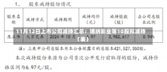 11月12日上市公司减持汇总：博纳影业等10股拟减持（表）-第1张图片