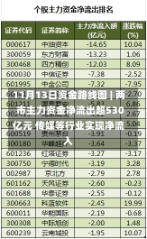 11月13日资金路线图 | 两市主力资金净流出超530亿元 传媒等行业实现净流入-第1张图片