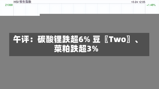 午评：碳酸锂跌超6% 豆〖Two〗、
菜粕跌超3%-第2张图片