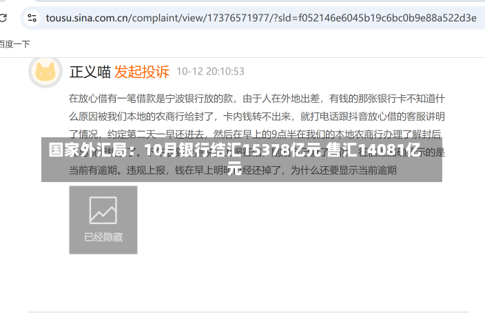 国家外汇局：10月银行结汇15378亿元 售汇14081亿元-第2张图片