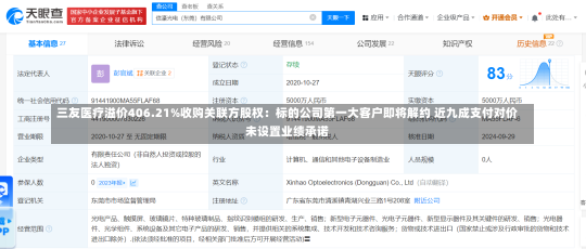 三友医疗溢价406.21%收购关联方股权：标的公司第一大客户即将解约 近九成支付对价未设置业绩承诺-第2张图片
