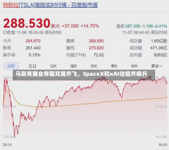 马斯克商业帝国双翼齐飞，SpaceX和xAI估值齐飙升