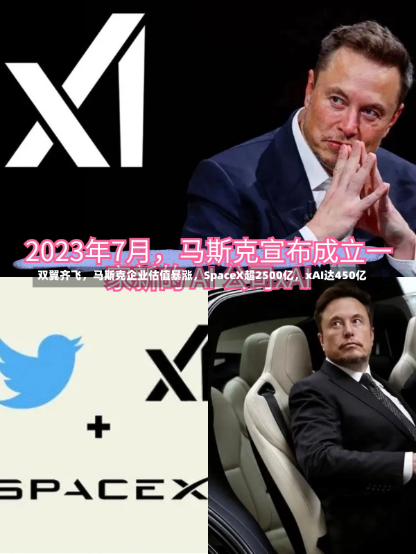 双翼齐飞，马斯克企业估值暴涨，SpaceX超2500亿，xAI达450亿-第2张图片