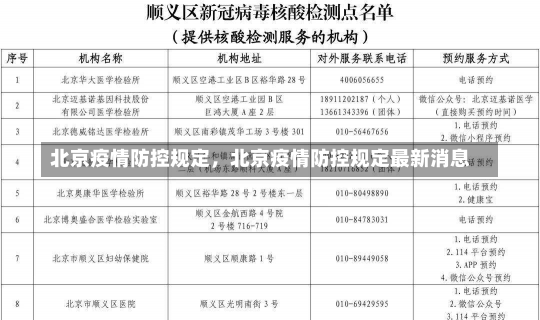 北京疫情防控规定，北京疫情防控规定最新消息