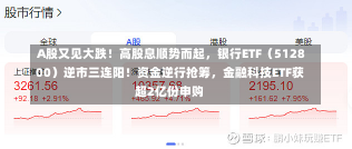 A股又见大跌！高股息顺势而起，银行ETF（512800）逆市三连阳！资金逆行抢筹，金融科技ETF获超2亿份申购-第1张图片