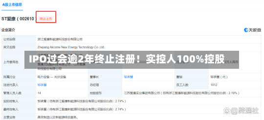 IPO过会逾2年终止注册！实控人100%控股-第2张图片