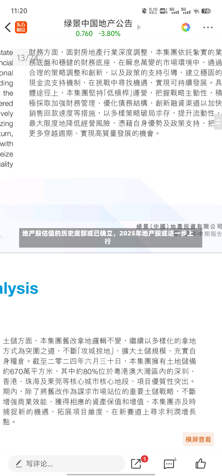 地产股估值的历史底部或已确立，2025年地产股或进一步上行-第3张图片