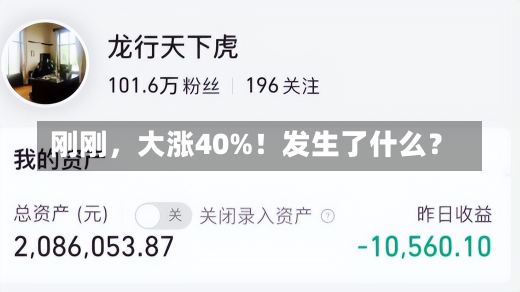 刚刚，大涨40%！发生了什么？