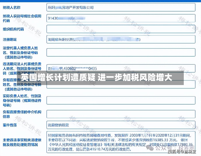 英国增长计划遭质疑 进一步加税风险增大