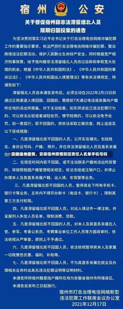 安徽宿州疫情，安徽宿州疫情防控责任人名单手机号码