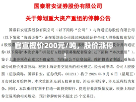 官宣提价200元/吨，股价涨停！-第1张图片