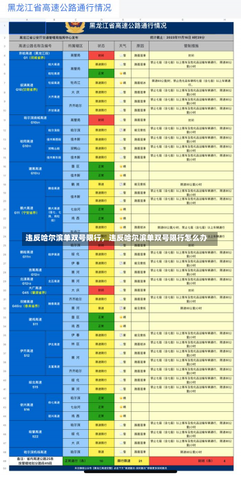 违反哈尔滨单双号限行，违反哈尔滨单双号限行怎么办-第1张图片