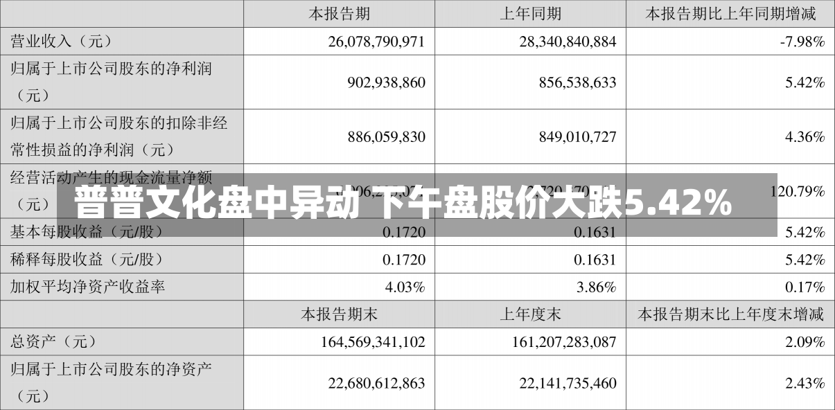 普普文化盘中异动 下午盘股价大跌5.42%