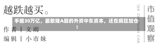 手握30万亿，最敢赌A股的外资中东资本，还在疯狂加仓！