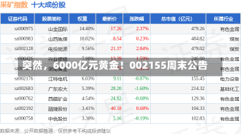 突然，6000亿元黄金！002155周末公告