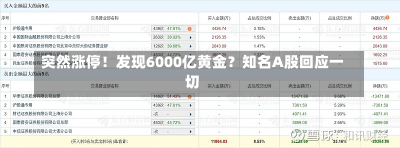 突然涨停！发现6000亿黄金？知名A股回应一切-第3张图片