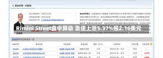 Rimini Street盘中异动 急速上涨5.37%报2.16美元