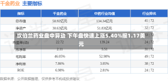 坎伯兰药业盘中异动 下午盘快速上涨5.40%报1.17美元-第2张图片