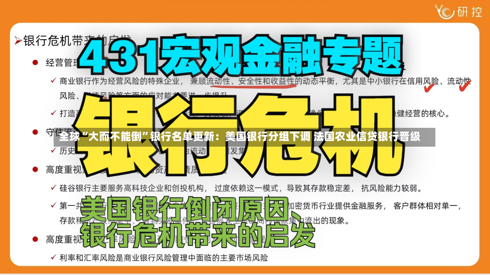 全球“大而不能倒”银行名单更新：美国银行分组下调 法国农业信贷银行晋级