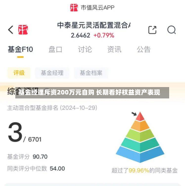 基金经理斥资200万元自购 长期看好权益资产表现-第1张图片