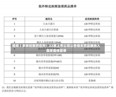 视频丨多种创新药在列！22家上市公司公告相关药品被纳入国家医保目录-第2张图片