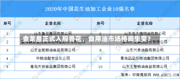 金龙鱼正式入股鲁花，食用油市场格局生变？-第1张图片