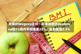 效果比Wegovy还好！礼来减肥药Zepbound在72周内平均减重20%，盘前跳涨2.5%