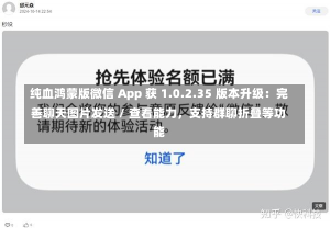 纯血鸿蒙版微信 App 获 1.0.2.35 版本升级：完善聊天图片发送 / 查看能力，支持群聊折叠等功能
