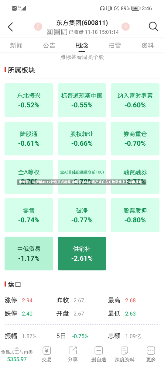 李大霄：中国版401k计划正式启程 中国股市核心资产或在东方地平线上上冉冉升起