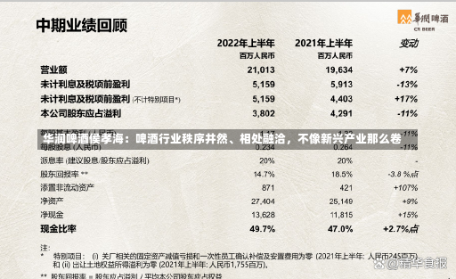 华润啤酒侯孝海：啤酒行业秩序井然、相处融洽，不像新兴产业那么卷