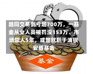 趋同交易倒亏超700万，一基金从业人员被罚没153万、市场禁入5年，或曾就职于浦银安盛基金