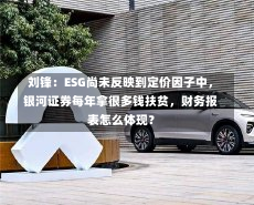 刘锋：ESG尚未反映到定价因子中，银河证券每年拿很多钱扶贫，财务报表怎么体现？